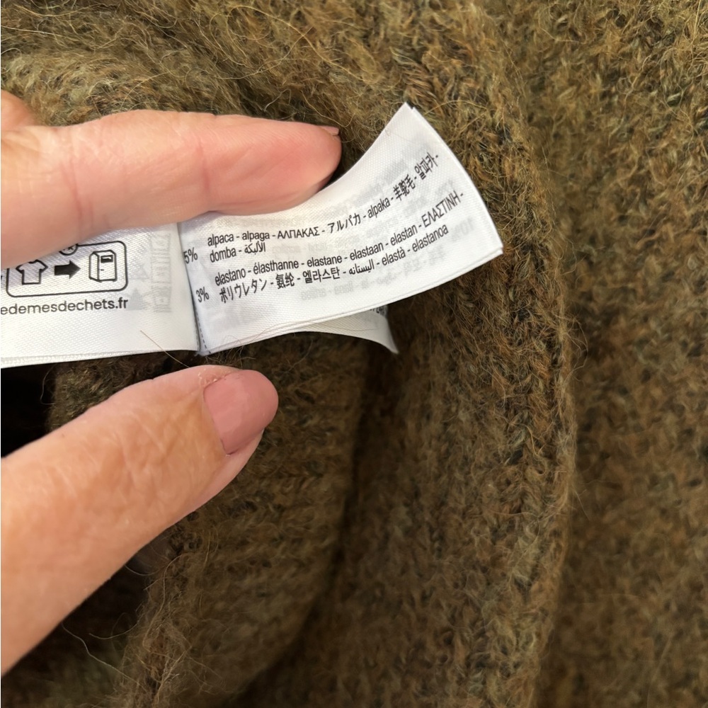 Zara alpaca woll blend cropped relaxed turtleneck sweater olive 90s size medium - Picture 6 of 6